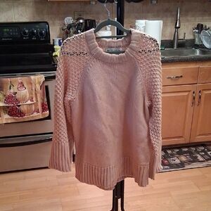 Derek Lam Blush Open-Stitch Crewneck Sweater